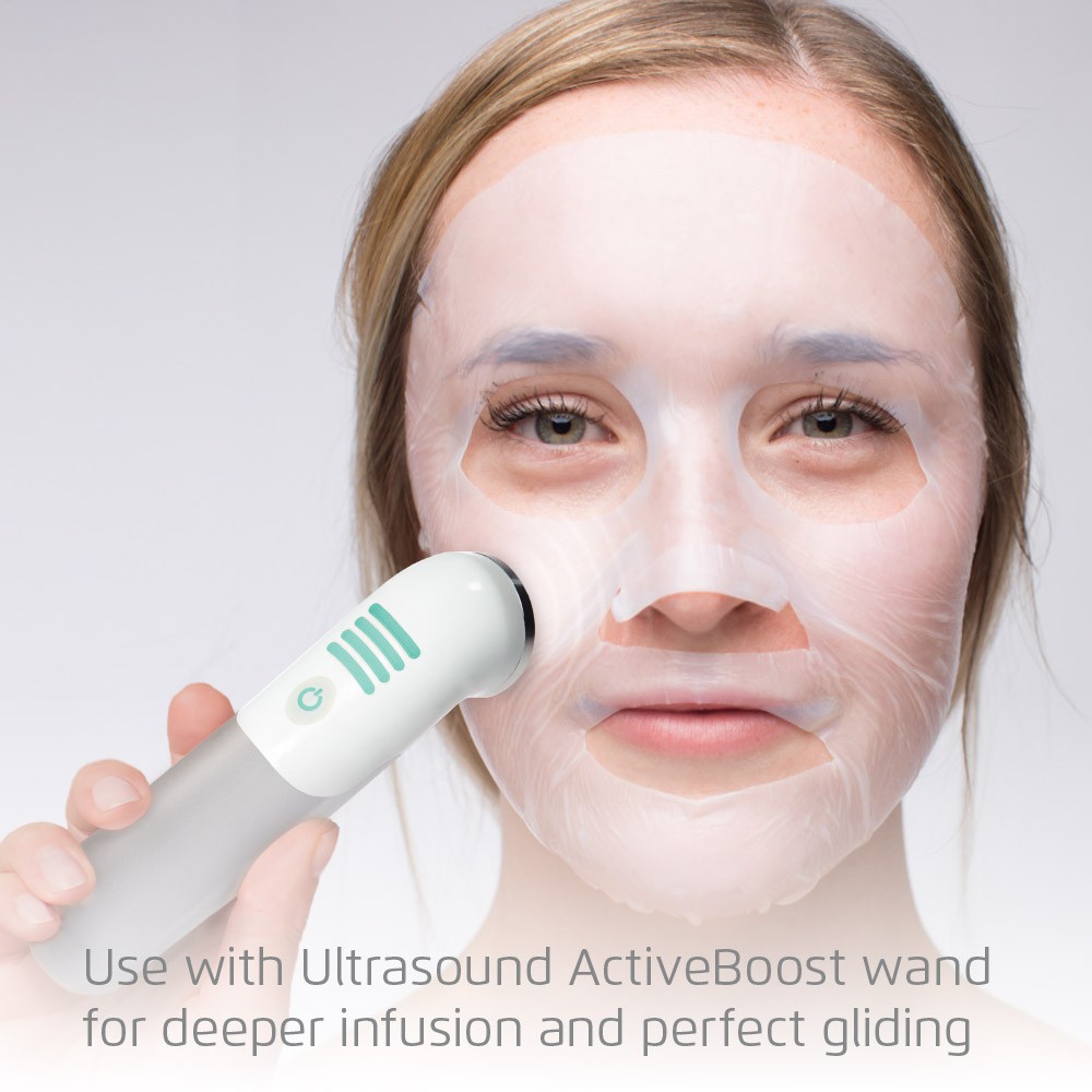 The effect of the Bio-Cellulose Mask can be intensified by Mira-Skin Ultrasound