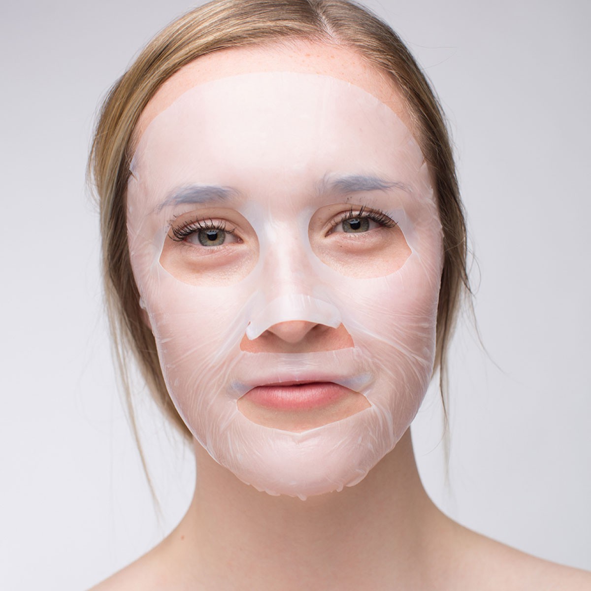Mask applied to woman's face
